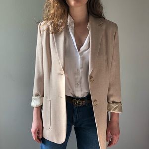 Cream Linen Blend Blazer - 4